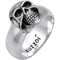 KUZZOI Siegelring "Ring Herren Siegelring Totenkopf 925er Silber" Gr. 62, silber, Fingerringe, Herren, 62, ohne Stein, Silber 925 (Sterlingsilber), 10mm, Siegelring