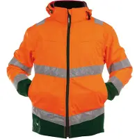 Dassy Malaga Warnschutz Softshell-Arbeitsjacke - neonorange/flaschengrün - 2XL