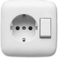 Abl Busch-Jaeger Kombischalter Steckdose eingebaut Weiß - 2CKA001611A0169