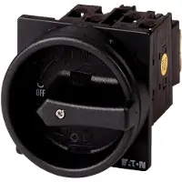 Eaton 207401 Hauptschalter, T0, 20 A, Einbau, 2 Baueinheit(en), 3-polig + N, HALT-Funktion, mit schwarzem Drehgriff und Sperrkranz, abschließbar in