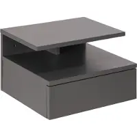 Fonq Nachttisch GROUP "Ashlan Nachtkommode", grau, B:35cm H:22,5cm T:32cm, Tische, Nachttisch, Nachtschrank, wandmontiert, 1 Schublade, 1 Fachboden, Metallschienen