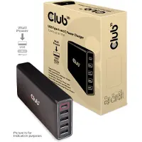 Club 3D CLUB3D USB Type A and C Power Charger, 5 ports up to 111W, Drinnen, AC, 240 V, 1 m, Schwarz