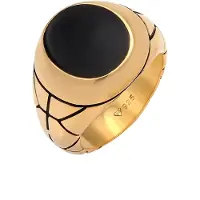 KUZZOI Siegelring "Ring Herren Siegelring Oval Emaille 925er Silber" Gr. 58, gold, Fingerringe, Herren, 58, ohne Stein, Silber 925 (Sterlingsilber), 11mm, Siegelring