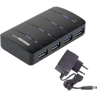Renkforce RF-3016752 USB-Hub 4 Port USB-A USB 3.0 5 GBit/s mit Status-LEDs Schwarz