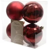 Kaemingk 4er Set Weihnachtskugeln 10cm rot bruchsicher