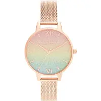 Olivia Burton Analog Quarzuhr für Damen Kollektion Rainbow mit Roségoldfarbenes