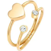 Elli Ring-Set "Ring Herz Liebe (2 tlg) 925 Silber, mit Kristallen von Swarovski" Gr. 56, gold, Fingerringe, Damen, 56, Silber 925 (Sterlingsilber), Ring-Set