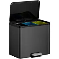 EKO - Essential 2 Recycler Treteimer 9+9+9 Liter - Steel Polypropylene - Schwarz