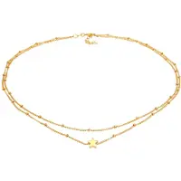 Elli Choker "Halskette Choker Layer Kugelkette Stern 925 Sterling Silber" Gr. 36, gold, Halsketten, Damen, ohne Stein, Silber 925 (Sterlingsilber), Choker