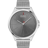 HUGO BOSS HUGO Armbanduhr Zertrümmern 1530135 Edelstahl Grau-Silber Mailänder Schlaufe Sunburst-Zifferblatt Quarzuhrwerk 50m wasserdicht
