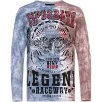 Cipo & Baxx T-Shirt "Sweatshirts", Herren, Gr. S, blau (braun, blau), Obermaterial: 95% Baumwolle CO. 5% Elasthan EL., regular fit, Shirts T-Shirt, mit coolem Print