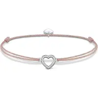 Thomas Sabo Armband "Little Secret Herz", rosa (silberfarben, beige, weiß, weiß), Armbänder, Nylon Silber 925 (recycelt), Nylon, Silber 925 (recycelt), Armband, mit Zirkonia