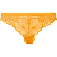 LASCANA String , Damen, Gr. 40/42, gelb, Spitze, Obermaterial: 90% Polyamid, 10% Elasthan, unifarben, Unterhosen String, aus floraler Spitze, elastisches Material, unifarbenes Design