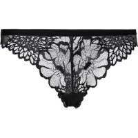 LASCANA String , Damen, Gr. 44/46, blau (schwarz), Spitze, Obermaterial: 90% Polyamid, 10% Elasthan, unifarben, Unterhosen String, aus floraler Spitze, elastisches Material, unifarbenes Design