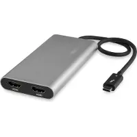 StarTech.com .com Thunderbolt auf Dual HDMI 2.0 Adapter, Dual 4K 60hz Thunderbolt zu HDMI Konverter, Zwei Monitor Videoadapter, Thunderbolt , Mac und Windows, USB Typ-C, HDMI-Ausgang, 4096 x 2160 Pixel