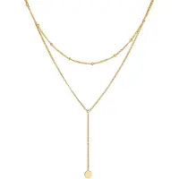 Elli Silberkette "Halskette Layer Y-Kette Kugelkette Plättchen 925 silber" Gr. 45, gold, Halsketten, Damen, Silber 925 (Sterlingsilber), Silberkette