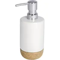 Wenko Corc White Seifenspender, 360 ml, Nachfüllbarer Seifen-Spender ideal für Bad, Küche und Gäste-WC, Kork/ Weiß