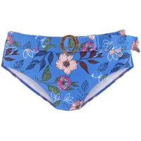 S.oliver Red Label Highwaist-Bikini-Hose "Maya", Damen, Gr. 38, N-Gr, blau (blau, bedruckt), Polyamid, geblümt, Badehosen Highwaist-Bikini-Hose, mit abnehmbarem Gürtel und Schnalle in Horn-Optik, Topseller