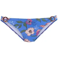 s.Oliver Bikini-Hose "Maya", Damen, Gr. 32, N-Gr, blau (blau, bedruckt), Polyamid, floral, Badehosen Bikini-Hose, mit Zierringen in Horn-Optik