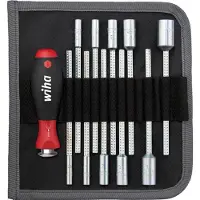 Wiha Schraubendreher mit Wechselklingen Set SYSTEM 6 Sechskant-Steckschlüssel 13-teiliges Set mit Rolltasche - 27713