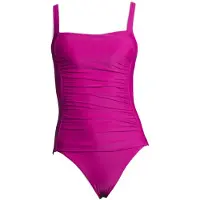 LASCANA Badeanzug , Damen, Gr. 42, Cup C, pink (fuchsia), Polyamid, unifarben, Badeanzüge Badeanzug, mit Raffungen und Shaping-Effekt