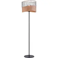 JUST LIGHT Ländliches Stehlampe schwarz mit Rattan - Treccia