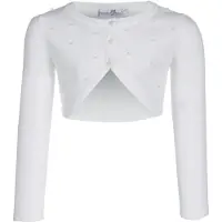 Happy girls Bolero "cardigan", Mädchen, Gr. 92, weiß, Strick, Obermaterial: 100% Baumwolle, unifarben, bauchfrei, Rundhals, Strickjacken Bolero, vorne mit schönen Zierperlen bestickt
