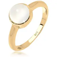 Elli Silberring "Ring Solitär Edelstein Mondstein Pastell 925 Silber" Gr. 54, gold, Fingerringe, Damen, 54, Silber 925 (Sterlingsilber), Silberring
