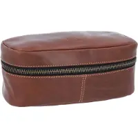 Gusti Leder Federmäppchen - Strallan Federmappe Leder Braun Vintage für Schule & Büro, Großes Stifteetui Schlampermäppchen mit Reißverschluss – Dunkelbraun