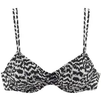 LASCANA Bügel-Bikini-Top "Clara", Damen, Gr. 44, Cup F, beige (schwarz, creme), Polyamid, bedruckt, Bikini-Oberteile Bügel-Bikini-Top, mit Doppelträgern und Print