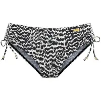 LASCANA Bikini-Hose "Clara", Damen, Gr. 42, N-Gr, beige (schwarz, creme), Polyamid, bedruckt, Badehosen Bikini-Hose, mit höherem Schnitt