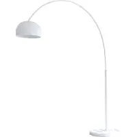 SalesFever Bogenlampe "Frieso Elegante Bogenform mit weißem Metallschirm und Marmorfuß", weiß, 1, Ø 33cm H: 195cm, 1 Stk., Leuchten, 1x E27 bis 15 W LED, 195 cm, Stehlampe mit Dimmschalter, Bogenlampe