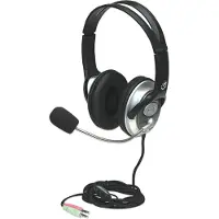 Manhattan Classic Stereoheadset, Flexibles Mikrofon und hohe Audioqualität, Kabelgebunden, 20 - 20000 Hz, Anrufe/Musik, 270 g, Kopfhörer, Schwarz