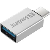 Sandberg USB-C to USB 3.0 Dongle, USB 3.2 Gen 1 (3.1 Gen 1) Type-C, USB 3.2 Gen 1 (3.1 Gen 1) Type-A, Silber, Aluminium, 14,6 mm, 7,2 mm