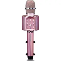 Lenco BMC-090PK Bluetooth-Karaoke-Mikrofon Lautsprecher USB SD Akku 8 Std Pink