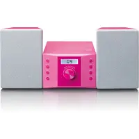 Lenco MC-013PK Kinder-Mikroanlage CD-Player UKW-Radio AUX-In mit Stickern Pink