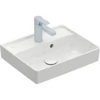 Villeroy & Boch Collaro Handwaschbecken, 1 Hahnloch, ohne Überlauf, ungeschliffen, 450x370mm, 433446RW, Farbe: Stone White CeramicPlus