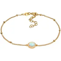 Elli Armkette "Armband Opal Edelstein Kugelkette 925er Silber" Gr. 160, gold, Armbänder, Damen, Silber 925 (Sterlingsilber), Armkette