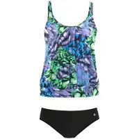 LASCANA Oversize-Tankini , Damen, Gr. 36, N-Gr, schwarz (schwarz, grün), Polyamid, bedruckt, Bikini-Sets Oversize-Tankini, im fantasievollen Trend-Design