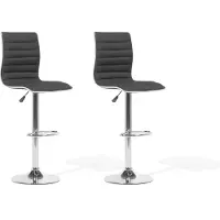 Beliani Trendy Barstuhl 2er Set Schwarz Metall höhenverstellbar Rückenlehne Minimalistisch