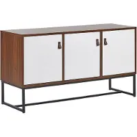 Beliani Moderne Kommode Dunkler Holzfarbton / Weiß 3 Türen MDF- Platte Metall für Schlafzimmer für Wohnzimmer