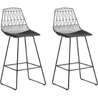 Beliani Moderner Barstuhl 2er Set mit Kissen Schwarz Rückenlehne 113 cm Industriell