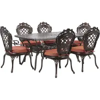 Beliani Set Gartenmöbel Tisch 6 Stühle Dunkelbraun Aluminium Elegante Retro-Optik