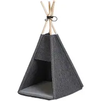 Beliani Tierbett Dunkelgrau Filz 35x40 cm Tierkorb Tipi-Zelt für kleine Hunde, sowie Katzen