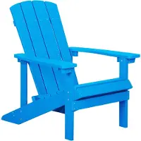 Beliani Gartenstuhl Blau Kunstholz breite Armlehnen Muskoka Adirondack Stil Terrasse Outdoor