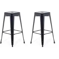 Beliani Trendy Barhocker 2er Set Schwarz Metall 76 cm Industriell