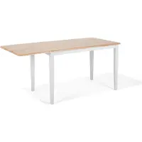 Beliani Esstisch Weiß mit Hellbraun 75 x 119 cm Verlängerbar Ausziehbare Tischplatte Lackiert Rechteckig Klassisch Landhausstil