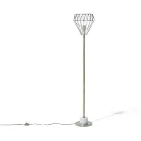 Beliani Stehlampe Messing Metall 160 cm Glühbirnen-Optik Schirm Diamantform Lampenfuß in Marmoroptik Kabel mit Schalter Bogenlampe Modernes Design