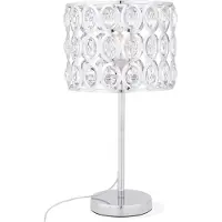 Beliani Tischlampe Silber Metall 53 cm Schirm mit Kristallen aus Acrylglas Kabel mit Schalter Moderner Glamouröser Stil
