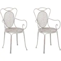 Beliani Gartenstuhl grau Metall 2er Set Balkon Terrasse Garten romantisch